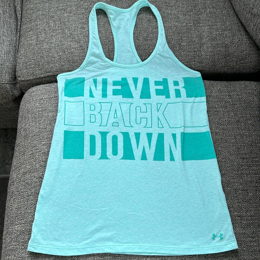 Under Armour Mint Green Racer Back Cotton Blend Tank Top Size Small